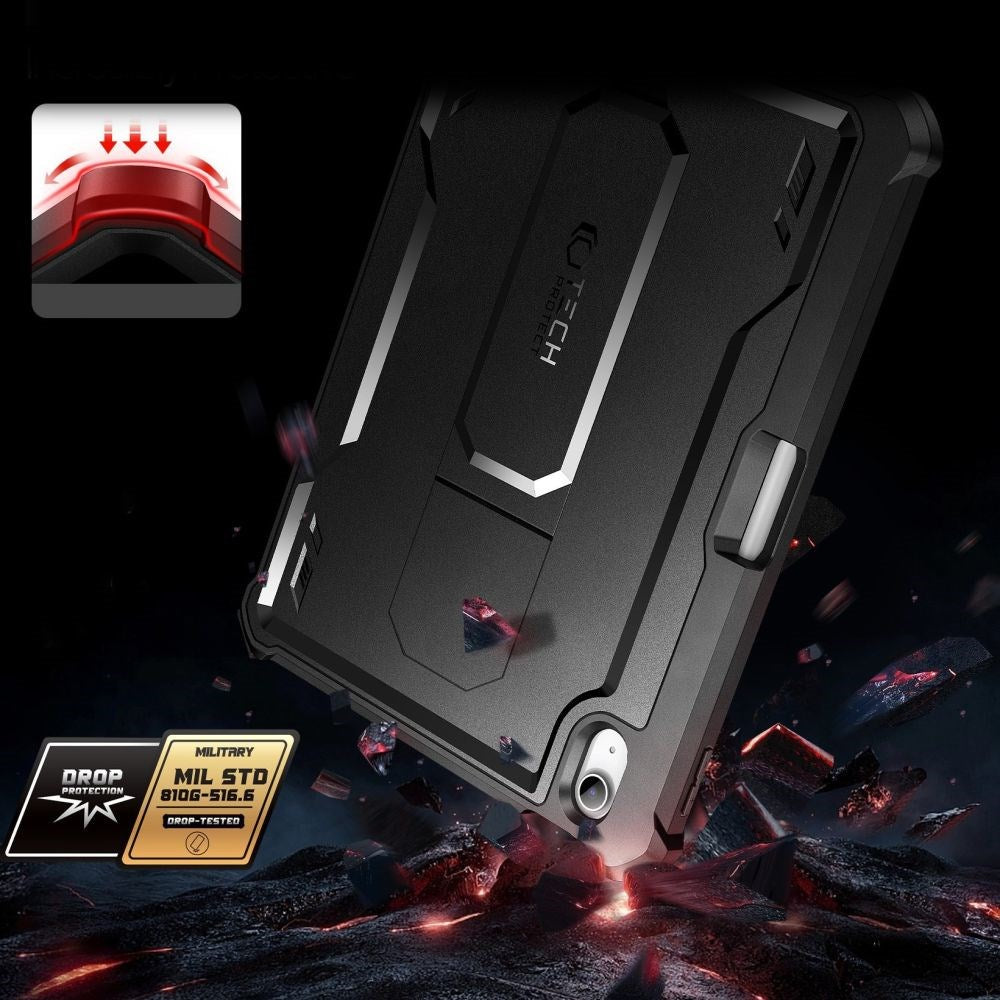 iPad 11 (2025) / iPad 10.9 (2022/2024) Tech-Protect Kevlar Pro 360 Cover m. Skærmbeskyttelse - Black