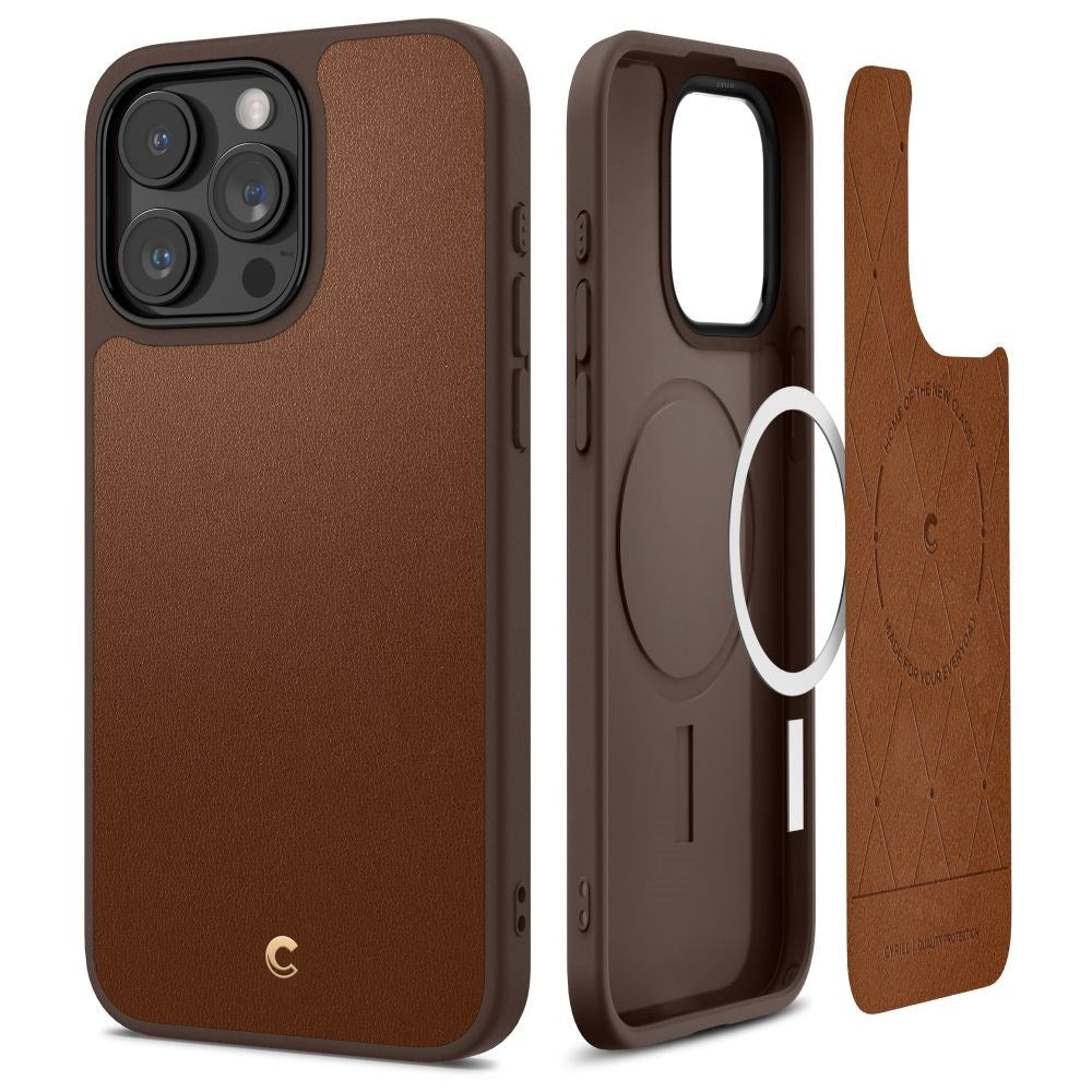 Cyrill iPhone 15 Pro Max Kajuk Mag Hybrid Bagside Cover m. Strop - MagSafe Kompatibel - Saddle Brown