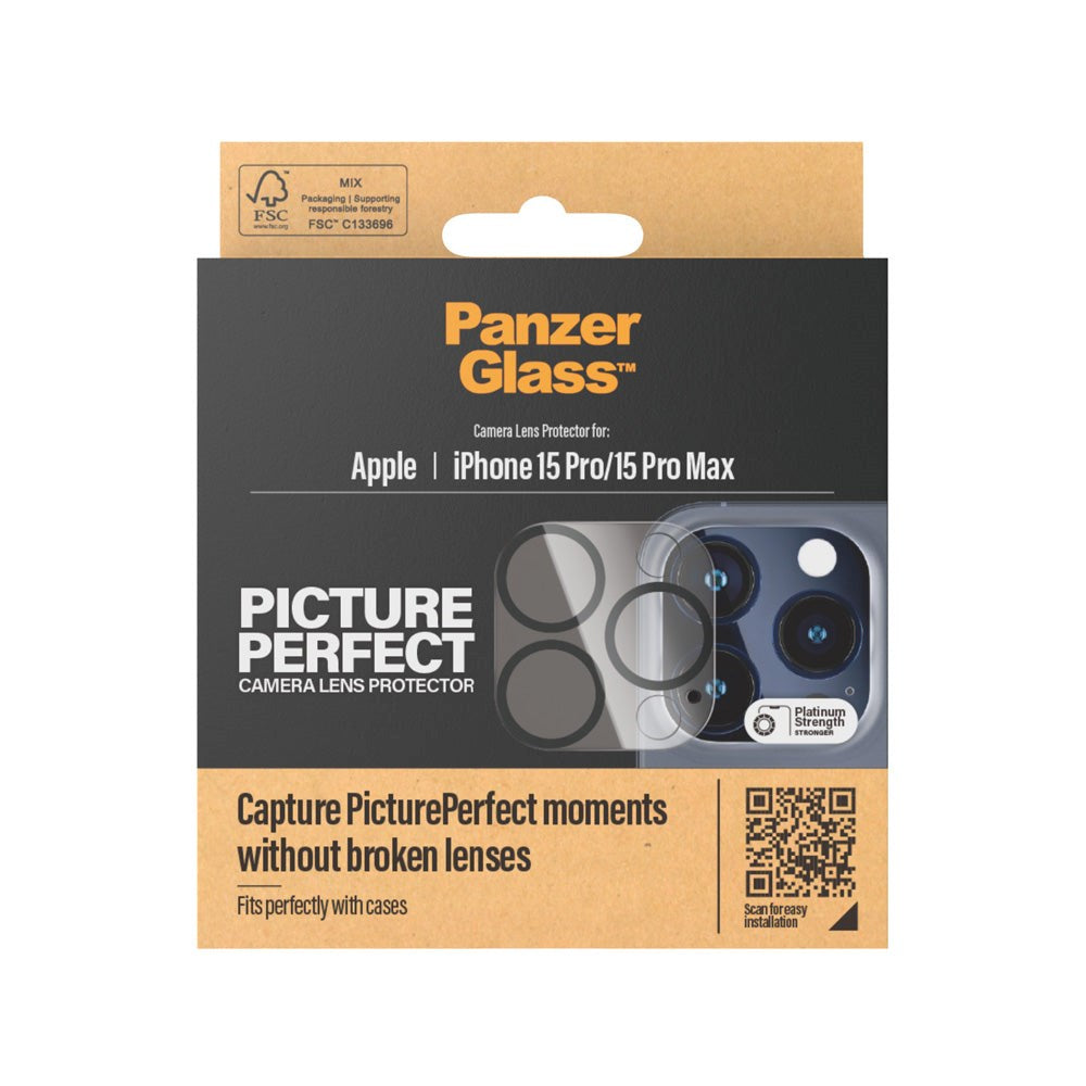 PanzerGlass iPhone 15 Pro / 15 Pro Max PicturePerfect - Kamerabeskyttelse - Gennemsigtig / Sort