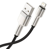 Baseus Cafule USB-A til Lightning Kabel 2m - Flettet Nylon - Sort / Sølv