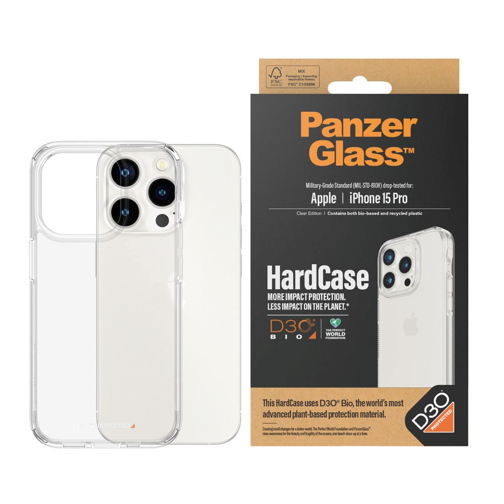 PanzerGlass iPhone 15 Pro Bagside Cover D3O Bio HardCase - Gennemsigtig