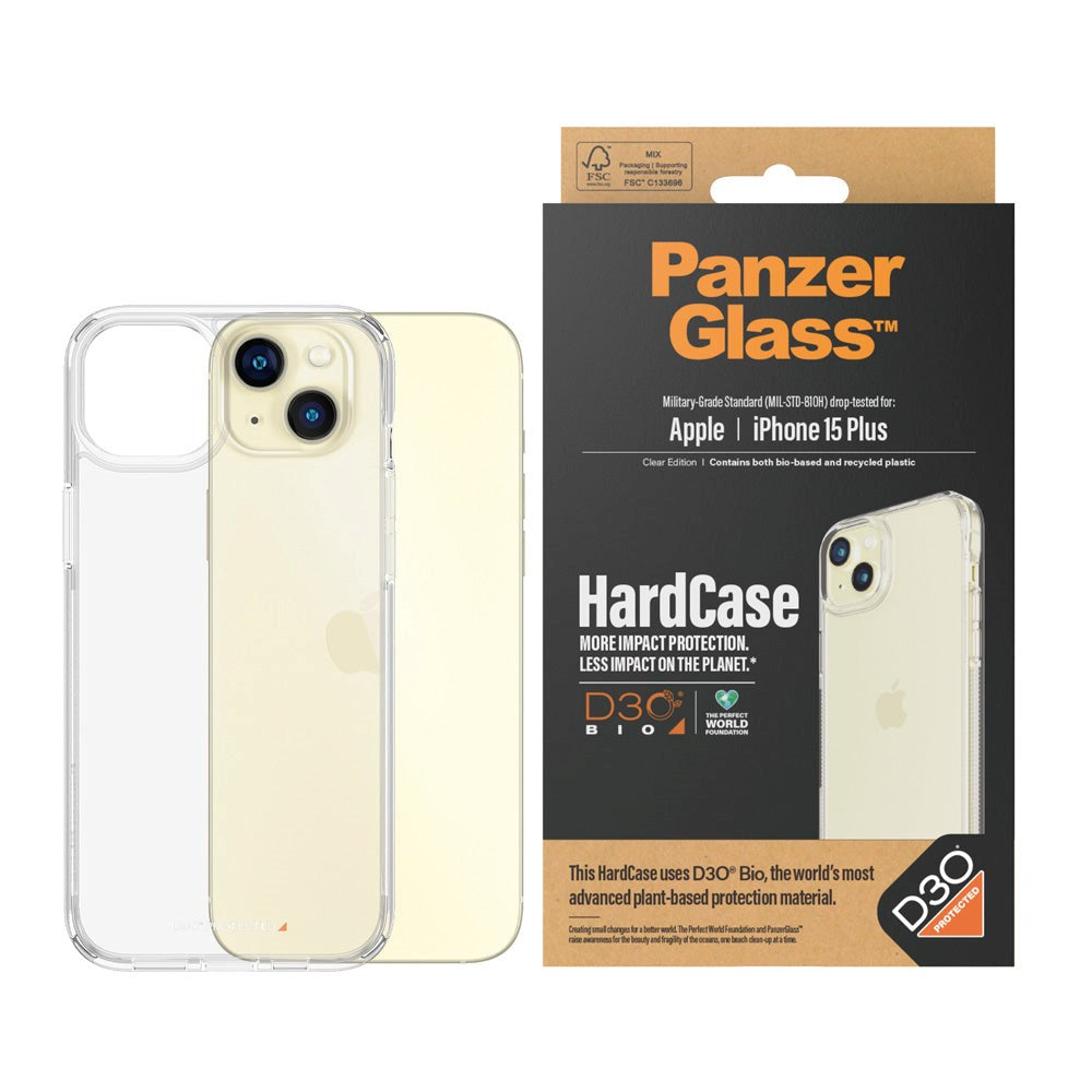 PanzerGlass iPhone 15 Plus Bagside Cover D3O Bio HardCase - Gennemsigtig
