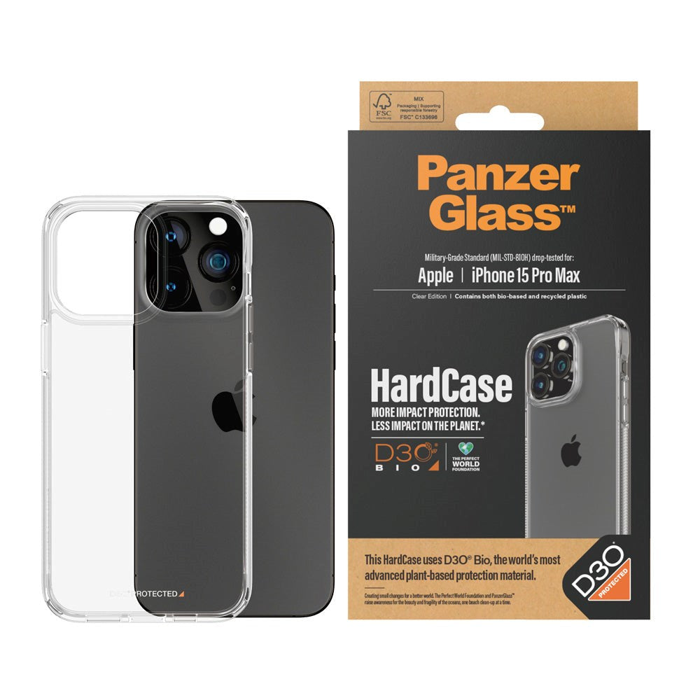 PanzerGlass iPhone 15 Pro Max Bagside Cover D3O Bio HardCase - Gennemsigtig