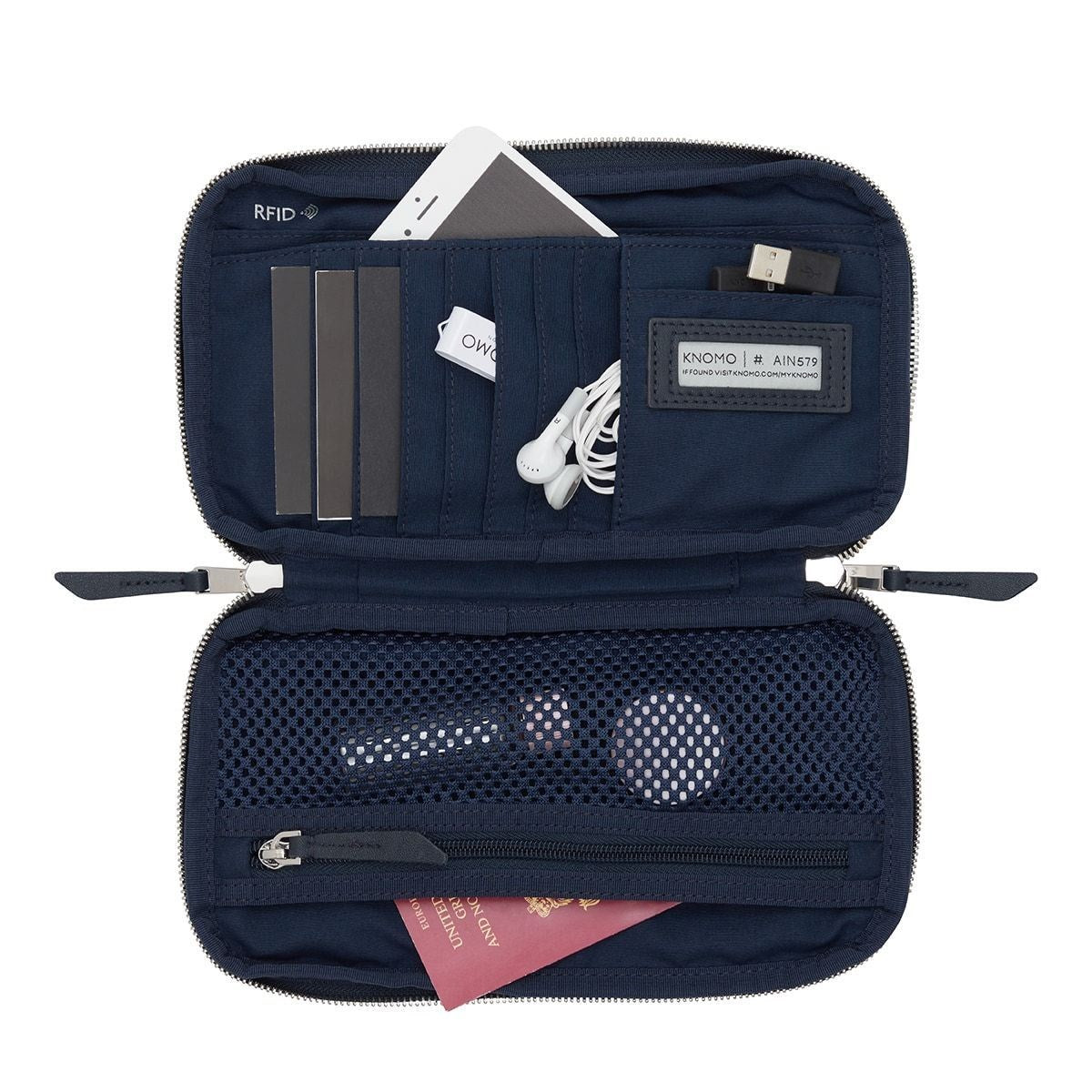 Knomo Knomad Travel Wallet Organiser Dark Navy Blazer - Blå