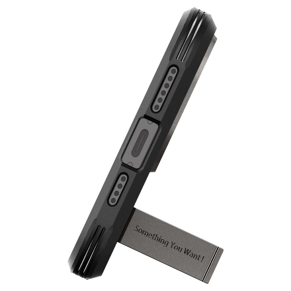 Spigen iPhone 15 Pro Tough Armor Case m. Kickstand - MagSafe Kompatibel - Gun Metal