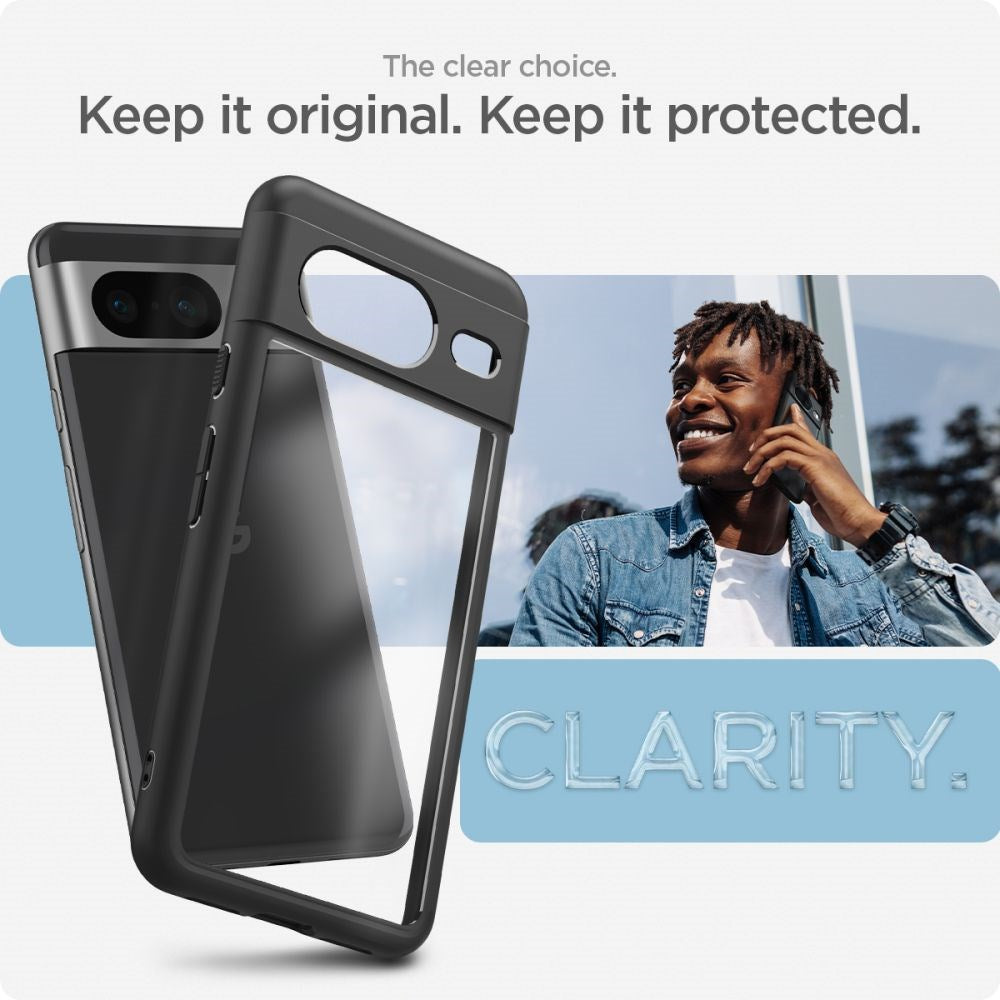 Spigen Google Pixel 8 Ultra Hybrid Case - Gennemsigtig / Sort