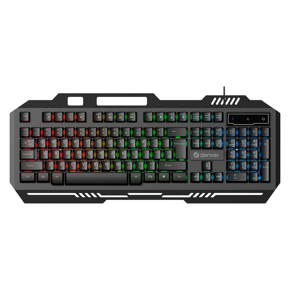 Denver GKB-231 Gaming Tastatur m. USB-kabel & Flerfarvet Lys & Nordisk Layout - Sort