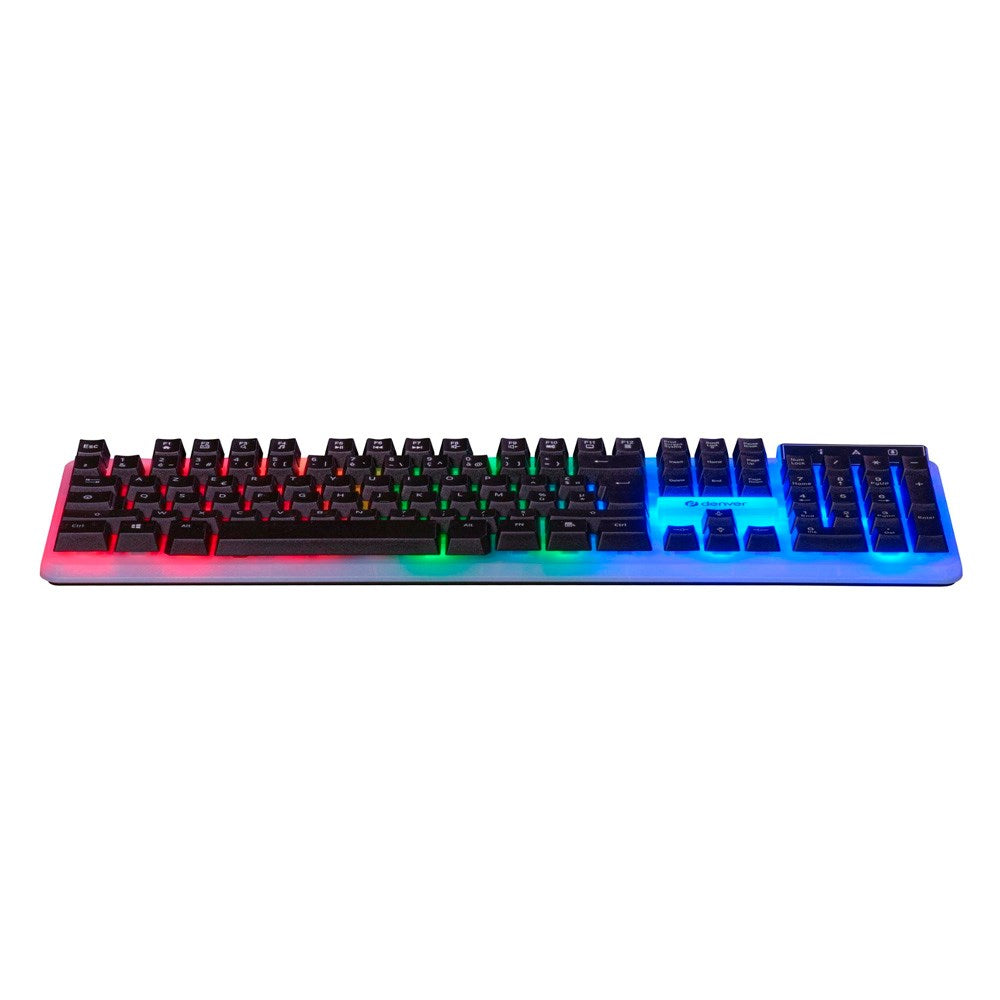 Denver GKB-232 Gaming Tastatur m. USB-kabel & Indbygget RGB Lys - Nordisk Layout - Sort