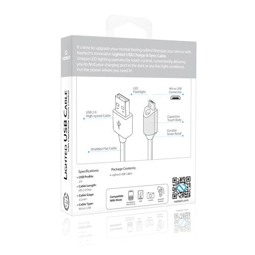 Naztech Micro-USB Ladekabel - hvid