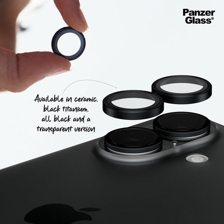 PanzerGlass iPhone 16 / 16 Plus Hoops - Beskyttelse til Kamera - Gennemsigtig / Sort