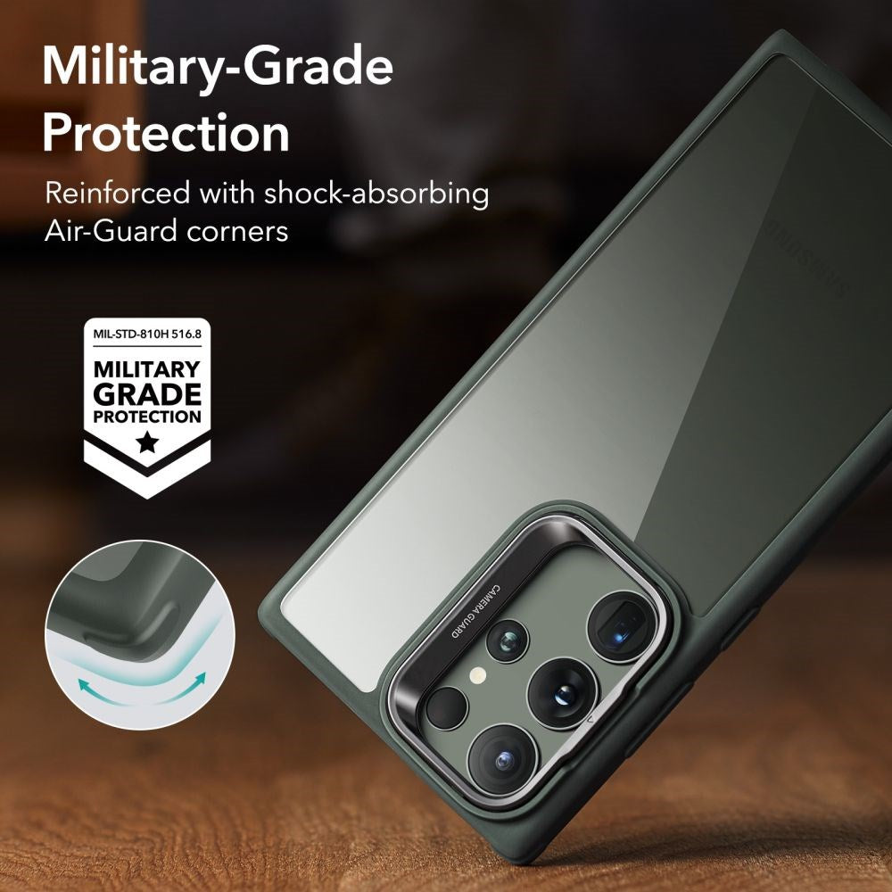 ESR Samsung Galaxy S23 Ultra Classic Bagside Cover m. Kickstand - Gennemsigtig / Grøn