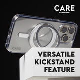 iPhone 16 CARE by PanzerGlass Feature Kickstand Case - MagSafe Kompatibel - Transparent / Black