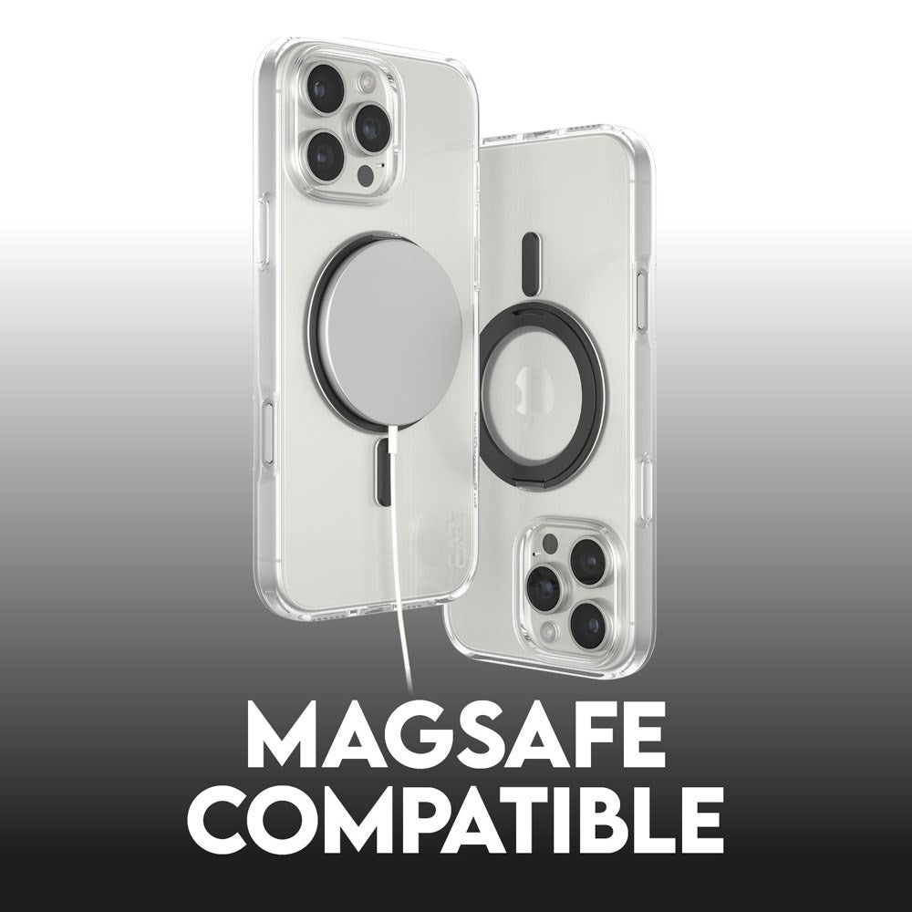 iPhone 16 Pro Max CARE by PanzerGlass Feature Kickstand Case - MagSafe Kompatibel - Transparent / Black