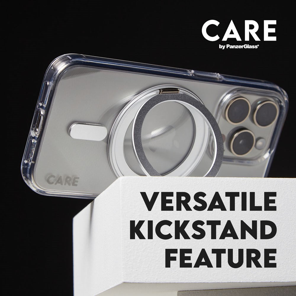iPhone 16 Pro Max CARE by PanzerGlass Feature Kickstand Case - MagSafe Kompatibel - Transparent / Black