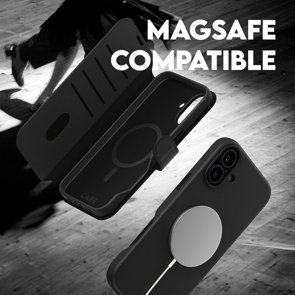 iPhone 16 CARE by PanzerGlass Feature Tango 2-in-1 m. Pung Mobil Cover - Sort
