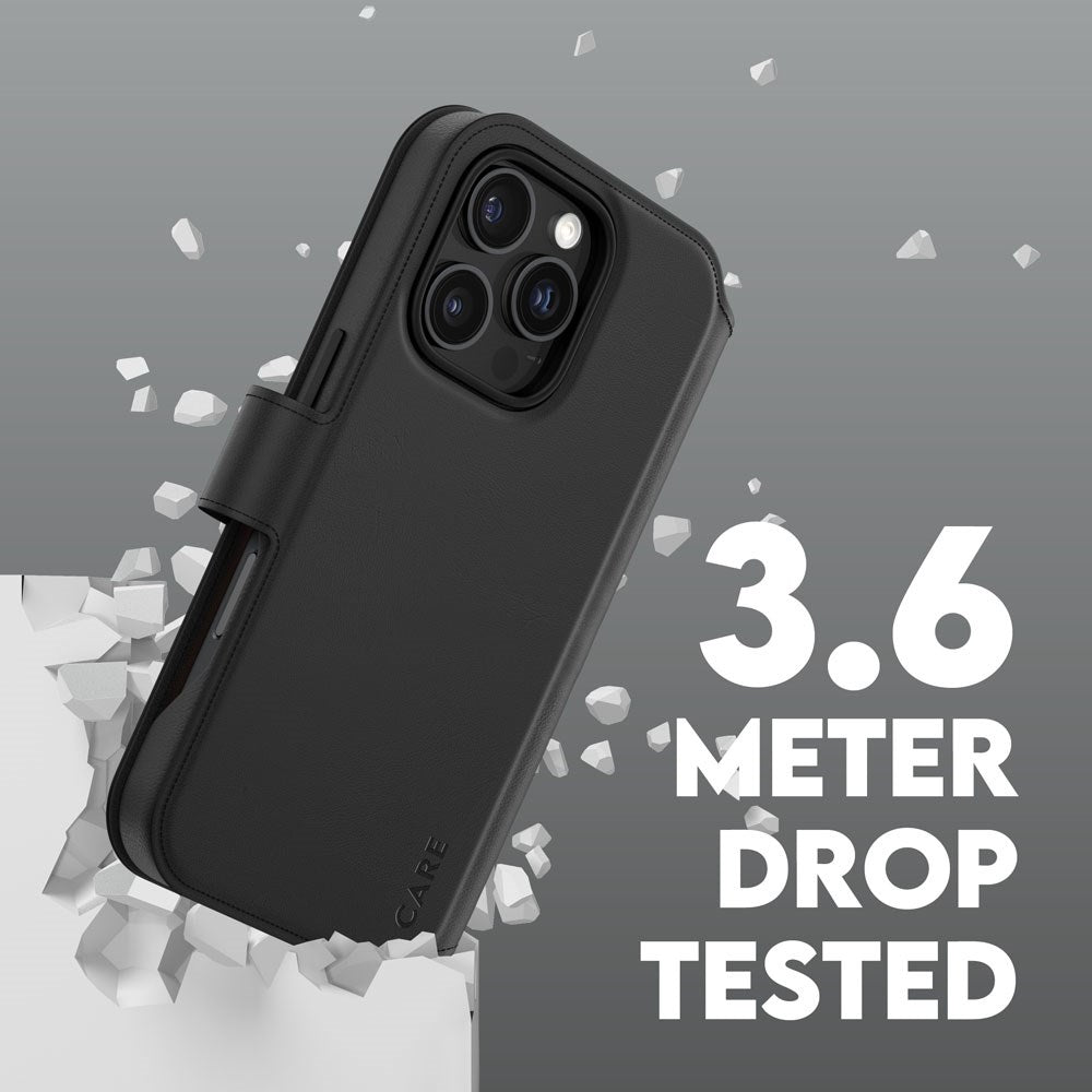 iPhone 16 Pro CARE by PanzerGlass Feature Tango 2-in-1 m. Pung Mobil Cover - Sort