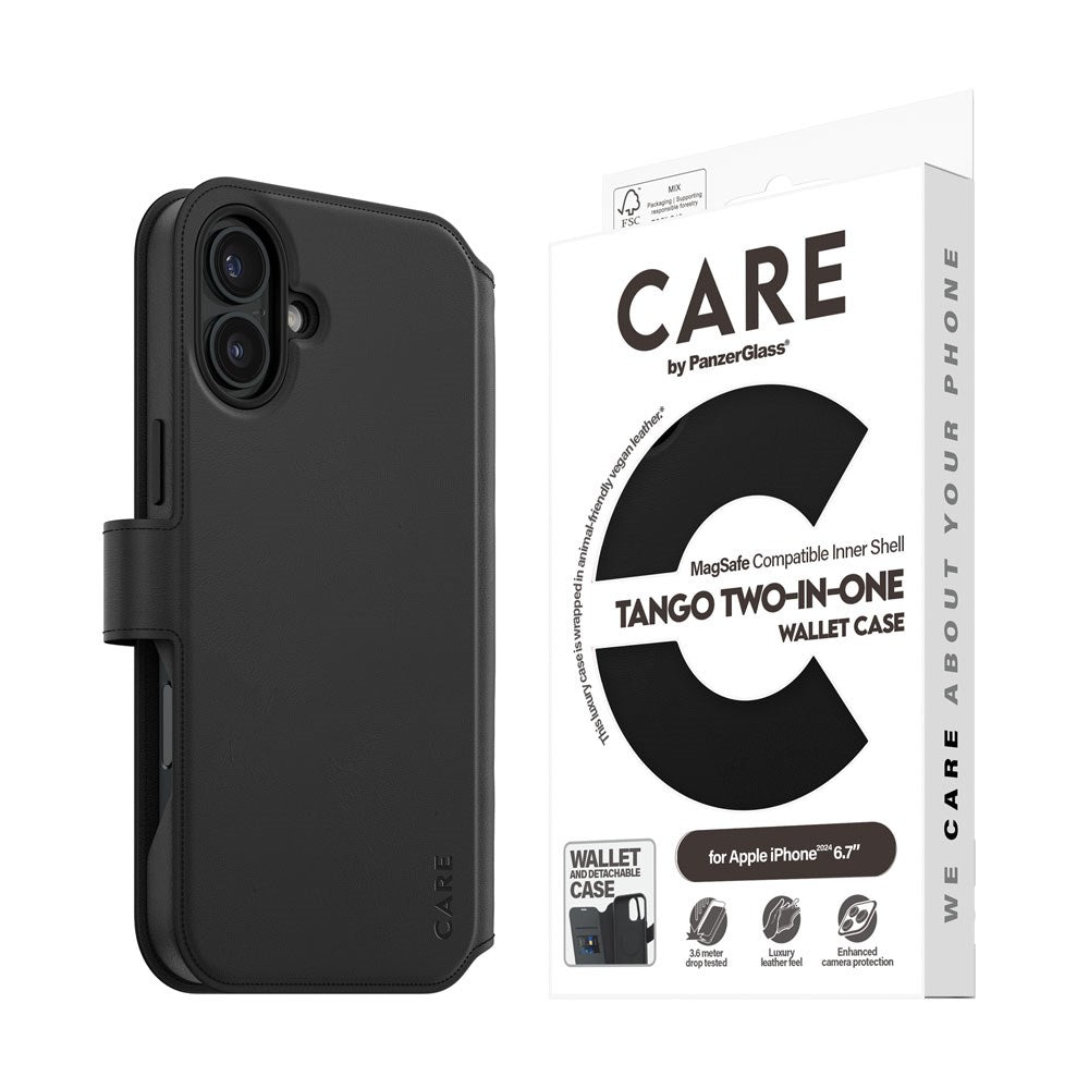 iPhone 16 Plus CARE by PanzerGlass Feature Tango 2-in-1 m. Pung Mobil Cover - Sort