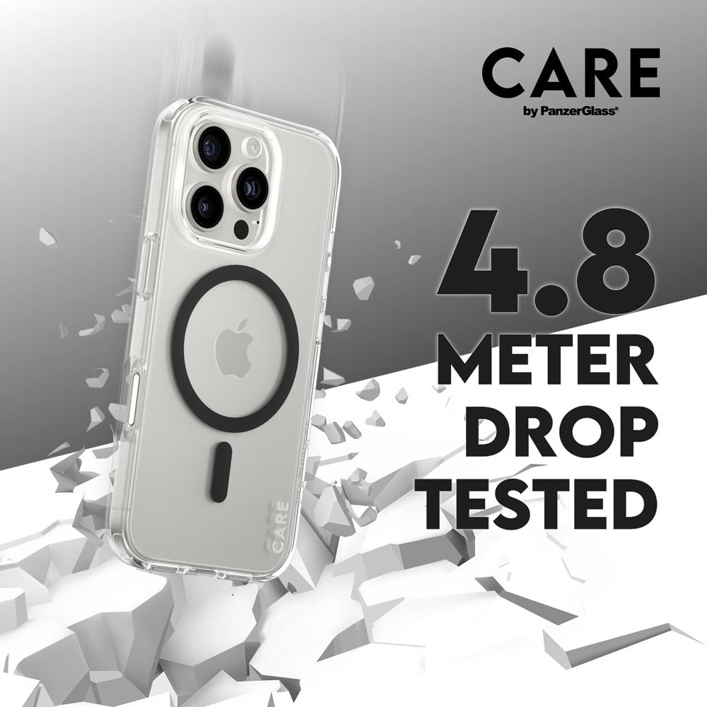 iPhone 16 Pro CARE by PanzerGlass FLAGSHIP Urban Combat Case - MagSafe Kompatibel - Transparent / Black