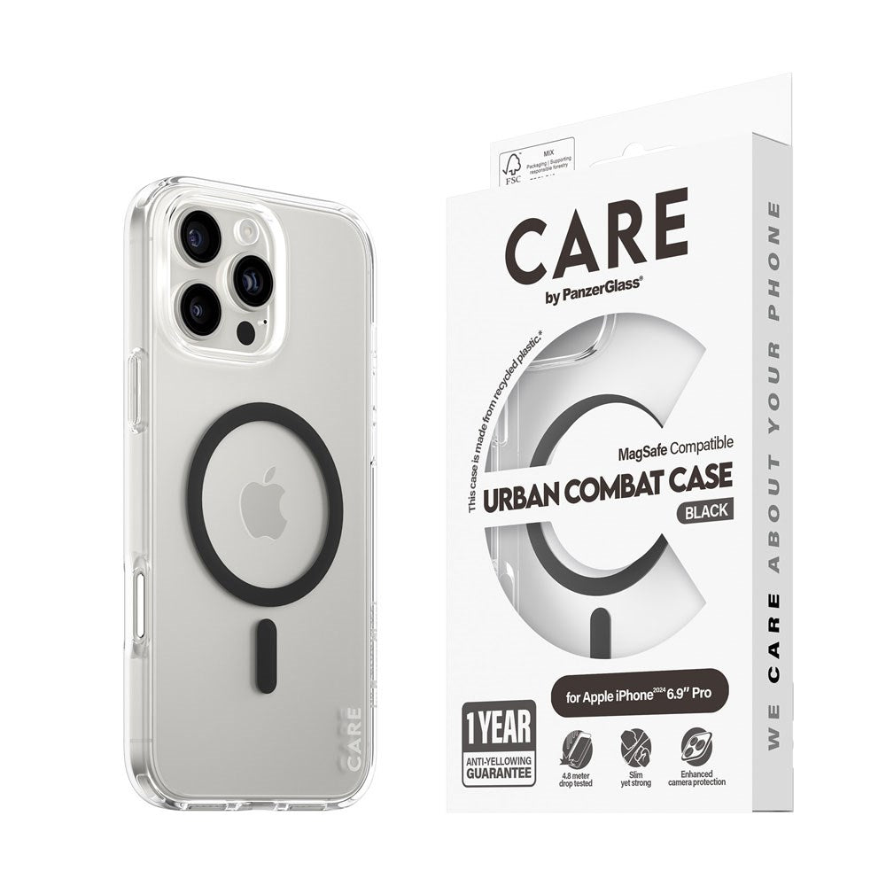 iPhone 16 Pro Max CARE by PanzerGlass FLAGSHIP Urban Combat Case - MagSafe Kompatibel - Transparent / Black