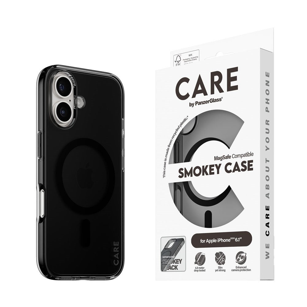 iPhone 16 CARE by PanzerGlass FLAGSHIP Urban Combat Case - MagSafe Kompatibel - Smokey / Black