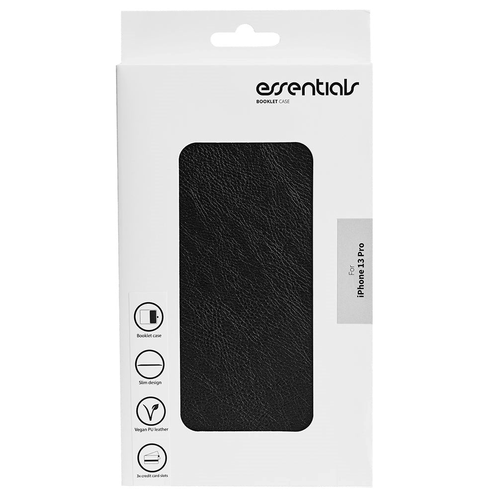 Essentials iPhone 13 Pro Kunstlæder Mobil Cover m. Kortholder - Sort