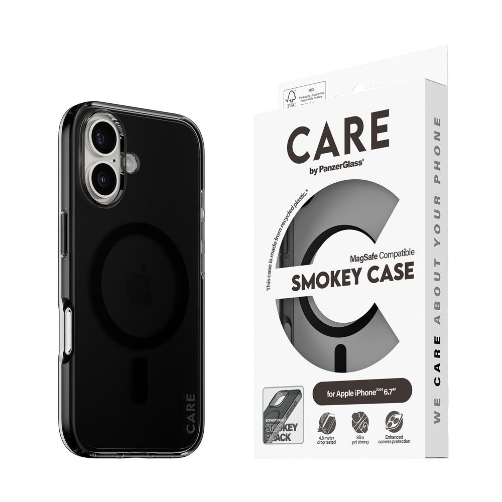 iPhone 16 Plus CARE by PanzerGlass FLAGSHIP Urban Combat Case - MagSafe Kompatibel - Smokey / Black