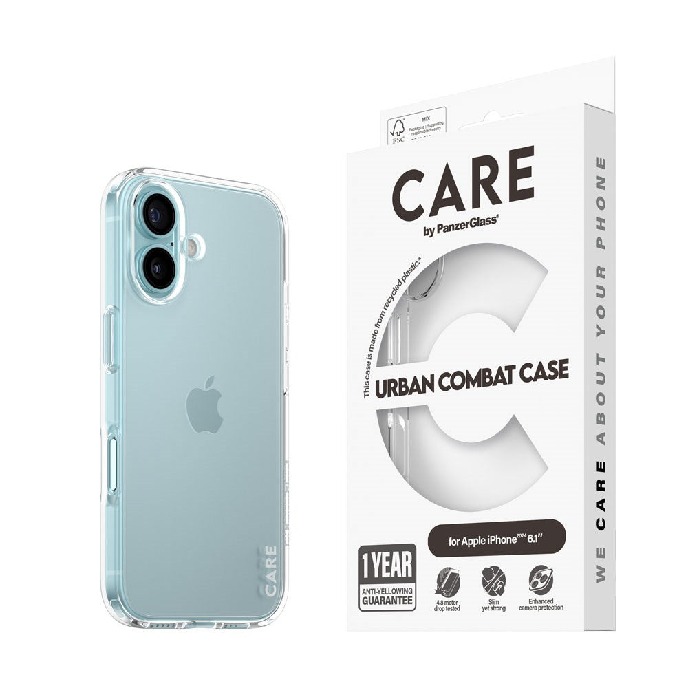 iPhone 16 CARE by PanzerGlass FLAGSHIP Urban Combat Case - Transparent