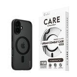 iPhone 16 CARE by PanzerGlass FLAGSHIP Urban Combat Case - MagSafe Kompatibel - Transparent / Black Frame