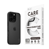 iPhone 16 Pro CARE by PanzerGlass FLAGSHIP Urban Combat Case - Transparent / Black Frame