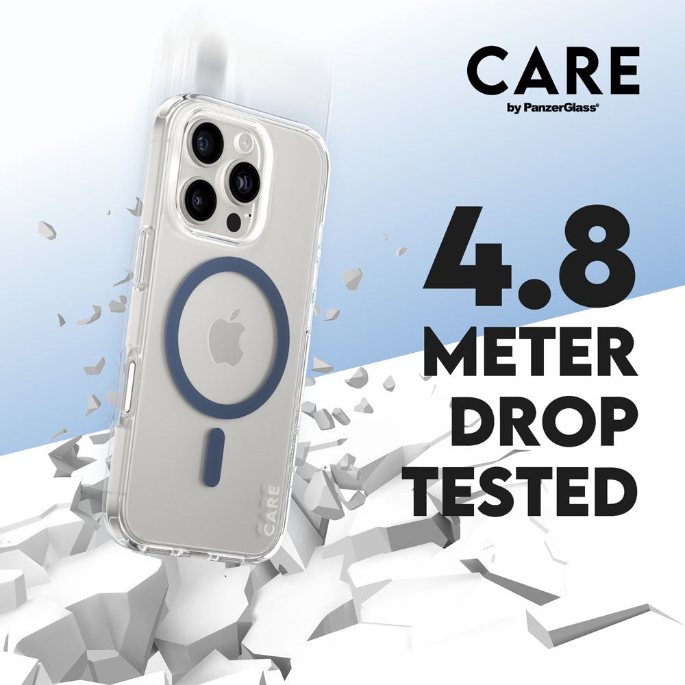 iPhone 16 Pro CARE by PanzerGlass FLAGSHIP Urban Combat Case - MagSafe Kompatibel - Transparent / Coronet Blue