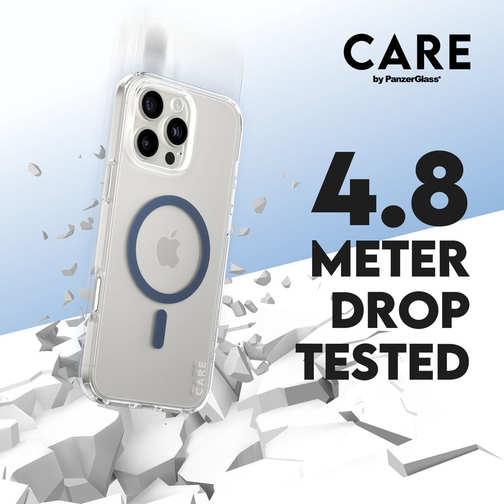 iPhone 16 Pro Max CARE by PanzerGlass FLAGSHIP Urban Combat Case - MagSafe Kompatibel - Transparent / Coronet Blue