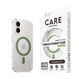 iPhone 16 CARE by PanzerGlass FLAGSHIP Urban Combat Case - MagSafe Kompatibel - Transparent / Piquant Green