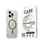 iPhone 16 Pro CARE by PanzerGlass FLAGSHIP Urban Combat Case - MagSafe Kompatibel - Transparent / Piquant Green