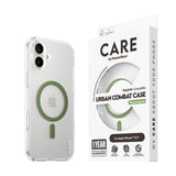 iPhone 16 Plus CARE by PanzerGlass FLAGSHIP Urban Combat Case - MagSafe Kompatibel - Transparent / Piquant Green