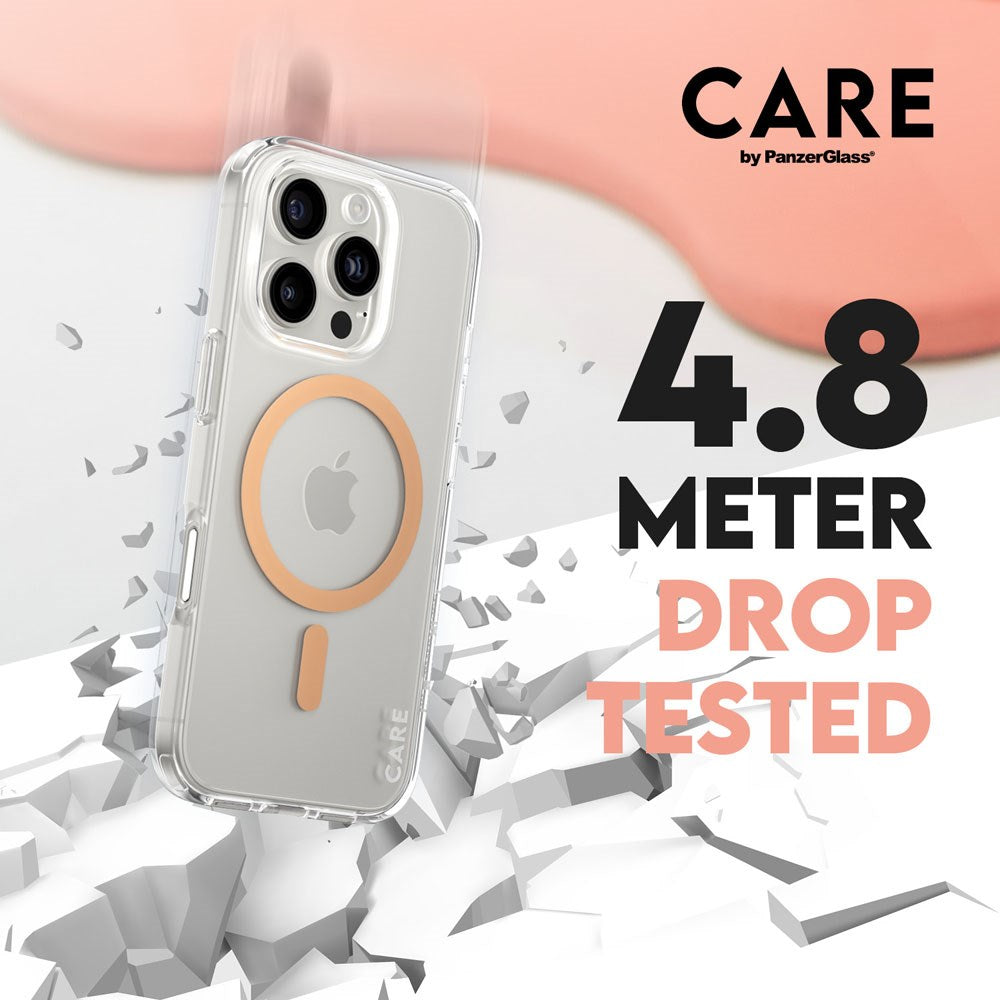 iPhone 16 Pro CARE by PanzerGlass FLAGSHIP Urban Combat Case - MagSafe Kompatibel - Transparent / Peach Fuzz