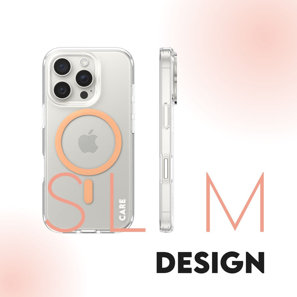 iPhone 16 Pro CARE by PanzerGlass FLAGSHIP Urban Combat Case - MagSafe Kompatibel - Transparent / Peach Fuzz