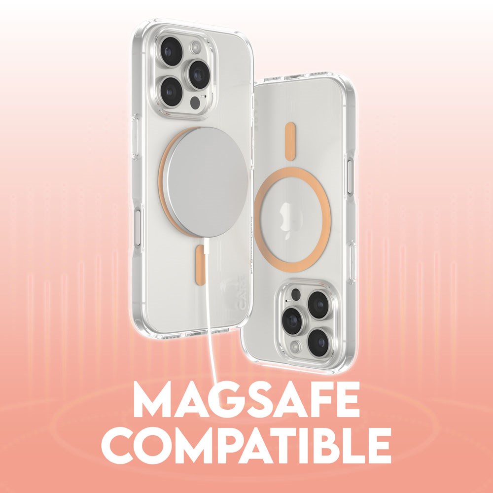 iPhone 16 Pro CARE by PanzerGlass FLAGSHIP Urban Combat Case - MagSafe Kompatibel - Transparent / Peach Fuzz