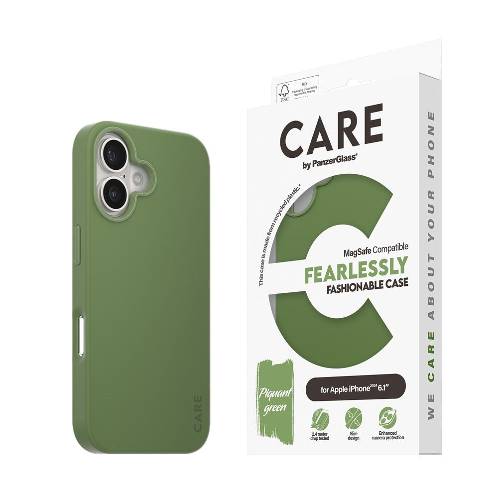 iPhone 16 CARE by PanzerGlass FASHION Fearlessly Fashionable Case - MagSafe Kompatibel - Piquant Green