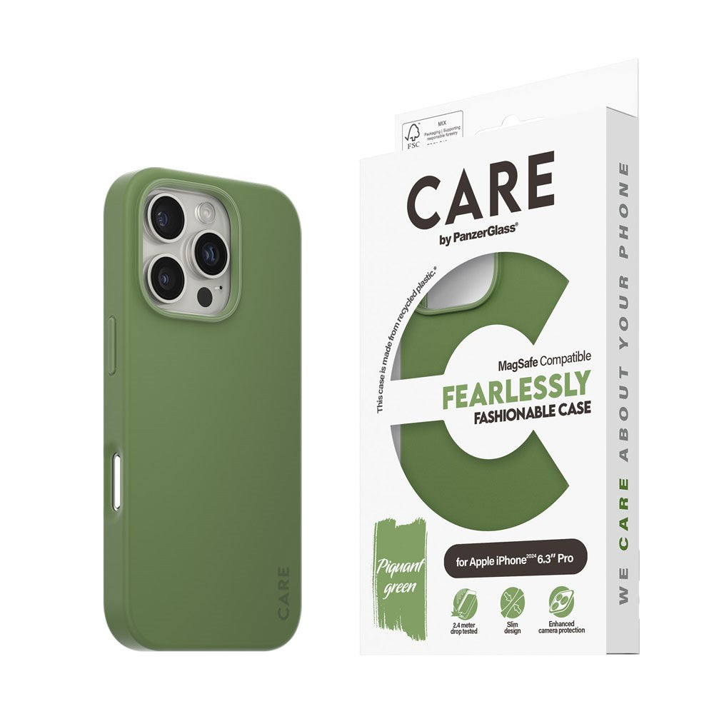 iPhone 16 Pro CARE by PanzerGlass FASHION Fearlessly Fashionable Case - MagSafe Kompatibel - Piquant Green