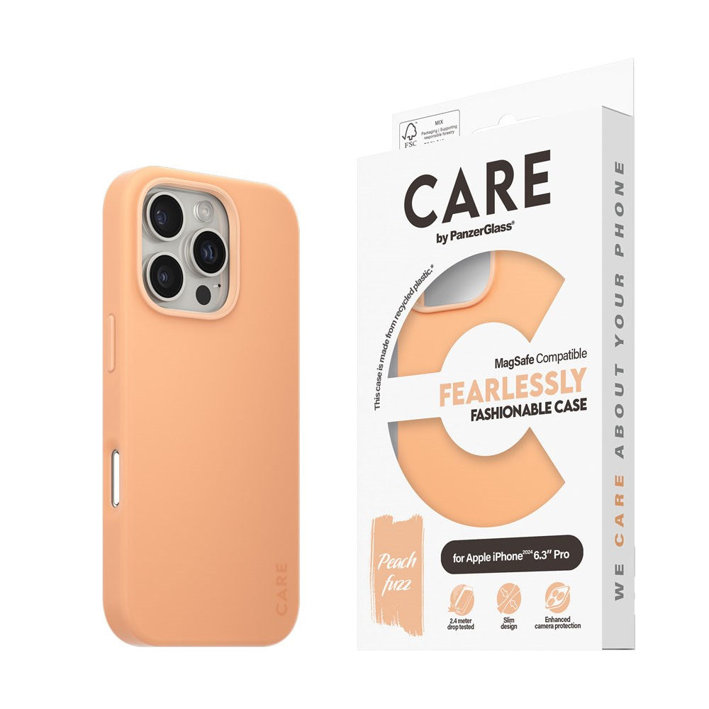 iPhone 16 Pro CARE by PanzerGlass FASHION Fearlessly Fashionable Case - MagSafe Kompatibel - Peach Fuzz