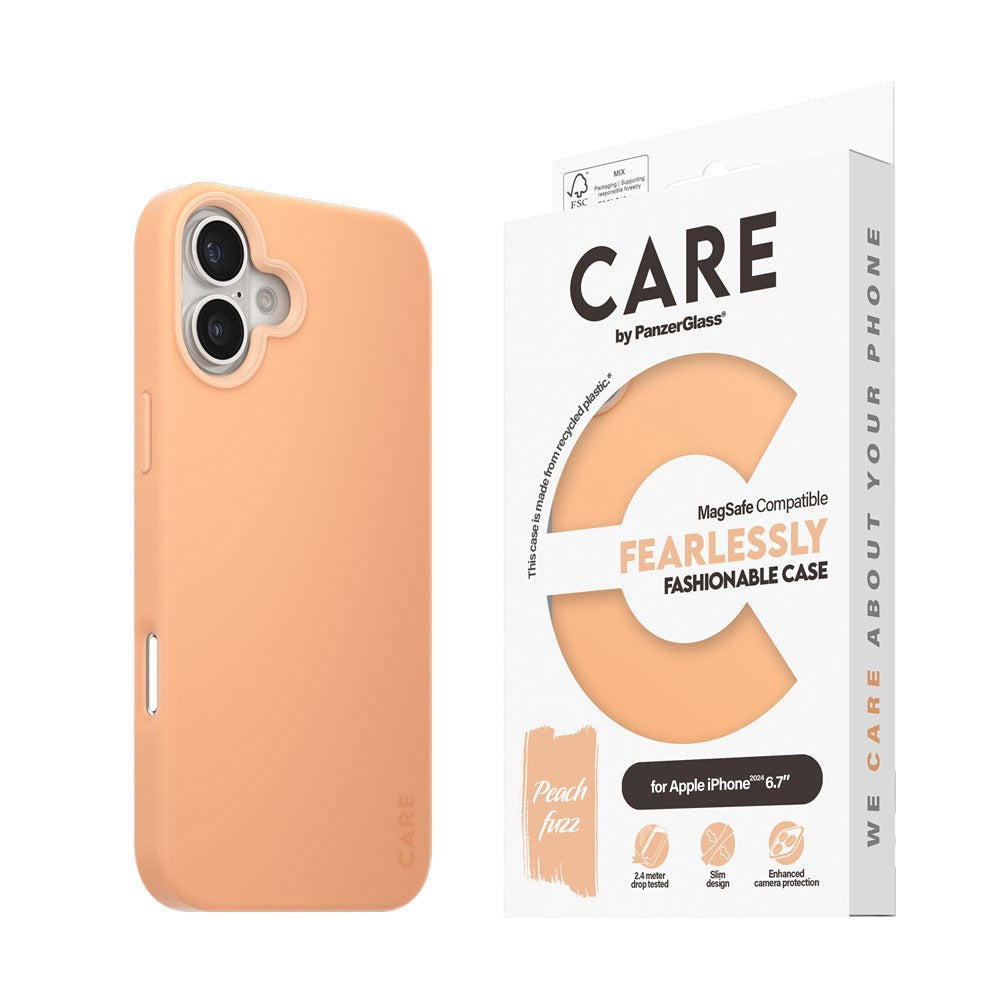iPhone 16 Plus CARE by PanzerGlass FASHION Fearlessly Fashionable Case - MagSafe Kompatibel - Peach Fuzz