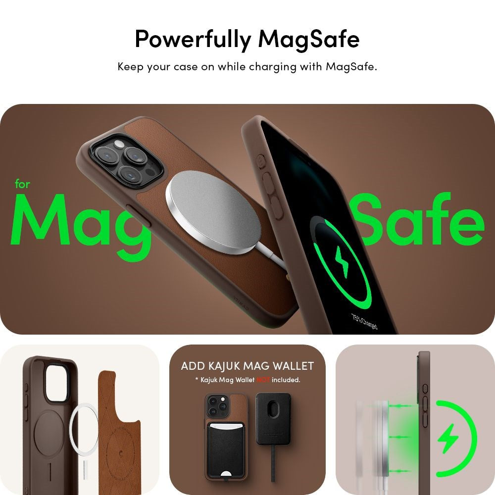 Cyrill iPhone 15 Pro Max Kajuk Mag Hybrid Bagside Cover m. Strop - MagSafe Kompatibel - Saddle Brown