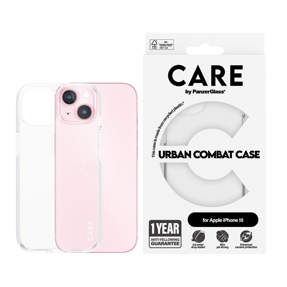 iPhone 15 CARE by PanzerGlass FLAGSHIP Urban Combat Case - Transparent