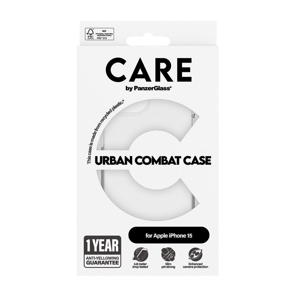 iPhone 15 CARE by PanzerGlass FLAGSHIP Urban Combat Case - Transparent