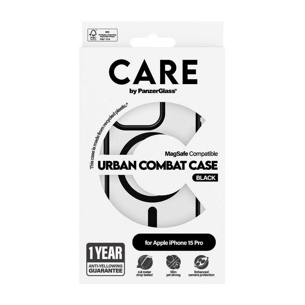 iPhone 15 Pro CARE by PanzerGlass FLAGSHIP Urban Combat Case - MagSafe Kompatibel - Transparent / White