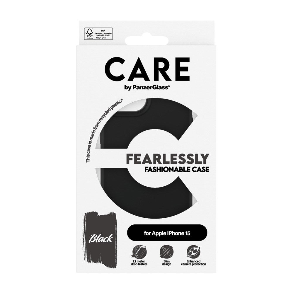 iPhone 15 CARE by PanzerGlass FASHION Fearlessly Fashionable Case - Black