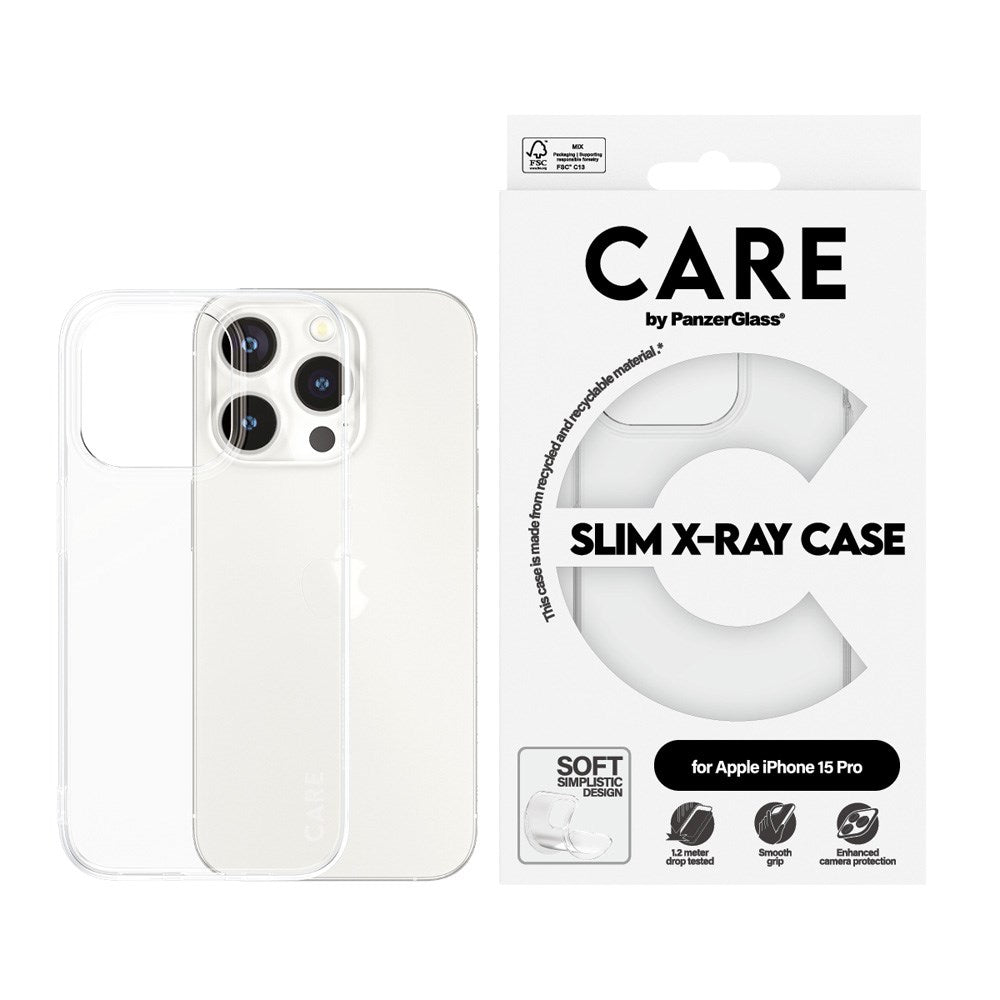 iPhone 15 Pro CARE by PanzerGlass FASHION X-Ray Soft Basic Mobil Cover - Transparent