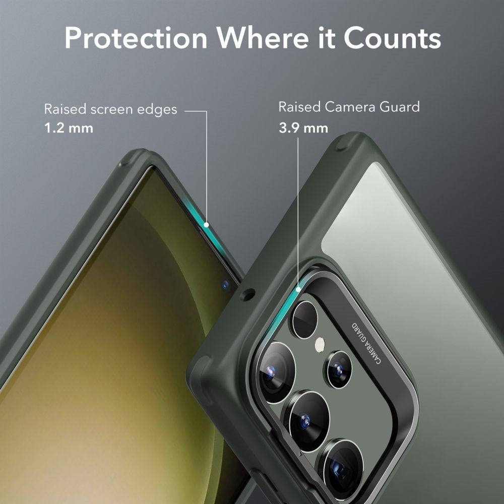 ESR Samsung Galaxy S23 Ultra Classic Bagside Cover m. Kickstand - Gennemsigtig / Grøn