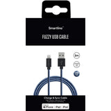 Smartline Fuzzy USB-A til Lightning Kabel 2 meter - Mørkeblå