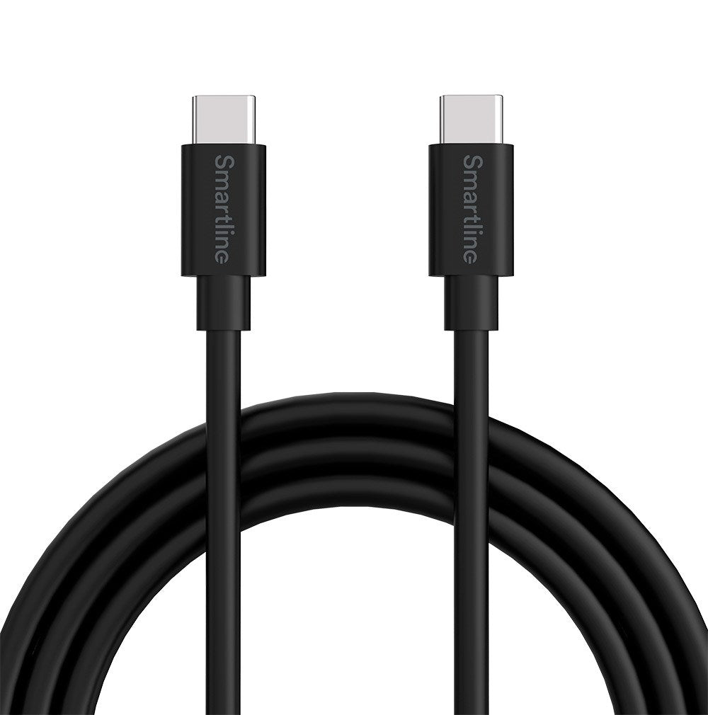 (3A/60W) Smartline USB-C til USB-C Kabel 2 m. - Sort